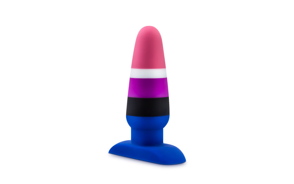 Avant | Pride - P5 Genderfluid Pride Flag Anal Plug $59.95AUD Duchess and Daisy This dildo is striped with the colors of the Genderfluid Pride Flag. The flag was created by JJ Poole in 2012, and its colors represent pink for femininity, white for all genders, purple for femininity and masculinity, black for lack of gender, and blue for masculinity. Modern, stylish, and beautiful - meet Pride by Avant. 
