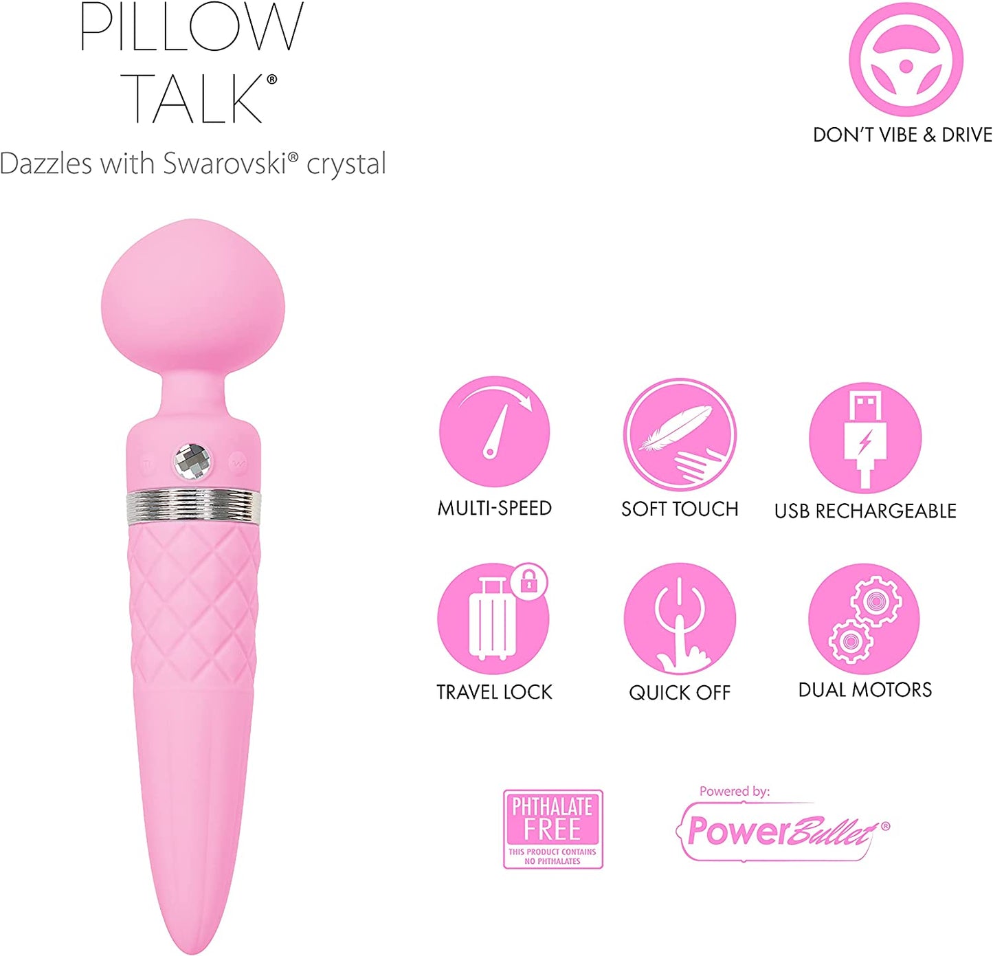 SHOP Pillow Talk Sultry Dual Ended Warming Heated Vibrator Massager | Pink $121.99AUD FREE SHIPPING Australia. Sultry by Pillow Talk has a smooth rounded head and provides powerful vibrations. It has a tapered insertable handle that rotates 360 degrees for incredible G-spot stimulation. 