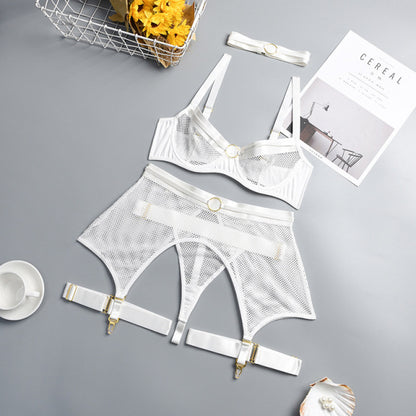 This beautifully classic cut set consists of an adjustable Bra, Choker, G-String, Garter Belt & Garters. Gold ring detailing against a comfortable stretch mesh, Sweet or Seductive, whichever you choose there is a Color to compliment your mood. Lingerie Set 5 Piece, Womens Lingerie Australia, Sexy Lingerie Afterpay shop