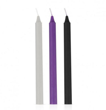 This set of gorgeous Hyacinth wax candles when ignited feel pleasantly hot on the body. Wax play is a sensual and exciting experience for both partners. Use these sensual wax candles to create suspense entice your partner into enjoying the painful pleasure with every drip. For lovers of SM, Bondage, Shibari, or a romantic evening. Playful date night accessories. SHOP Fetish Collection | Sensual Hot Wax Candles - Set of 3 Wax Play Duchess and Daisy Australia