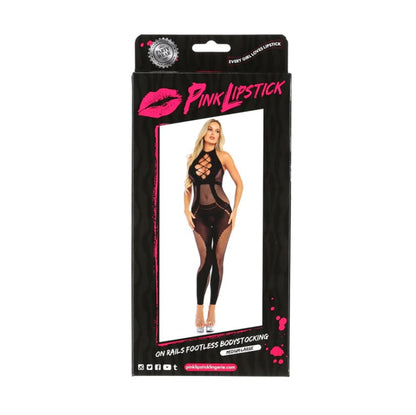 Pink Lipstick On Rails Footless Bodystocking Black $39.95AUD Duchess and Daisy Australia. Add this unique footless bodystocking to your lingerie collection. The netting pattern on the legs adds a Noir look to the bodystocking while the high neck and sexy fence netting call attention to your enticing boobs. 