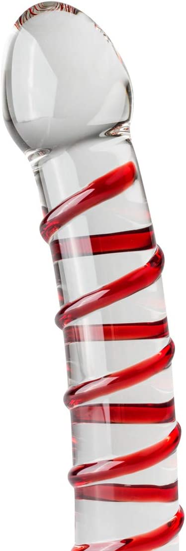 Gildo | Glass Dildo No 15 - Red Swirl Duchess and Daisy Australia GIL535RED With this Hand made Glass Dildo with Gorgeous Red details you sure have something special in your hands. The blue ribs provide extra stimulation when you move the dildo up and down. Because of the flat base, the dildo can be used both anally and vaginally