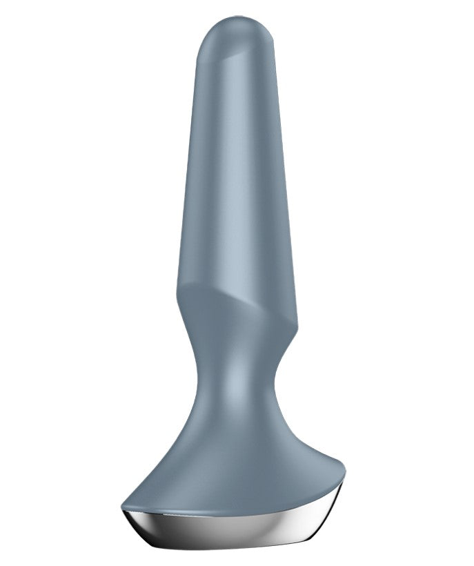 Satisfyer Plug-ilicious 2 Ice Blue Anal Plug | With Connect App $89.95AUD Duchess and Daisy Australia. Thanks to its conical shape and rounded tip, the Plug-ilicious 2 hits the P-point precisely, stimulating it with vibrations from 2 motors. The wonderful design is rounded off with a wide base, soft silicone material and app control. Satisfyer Plug-ilicious 2: Vibrating butt plug for men and women Enjoy sensual ecstasy with the Satisfyer Plug-ilicious 2! 