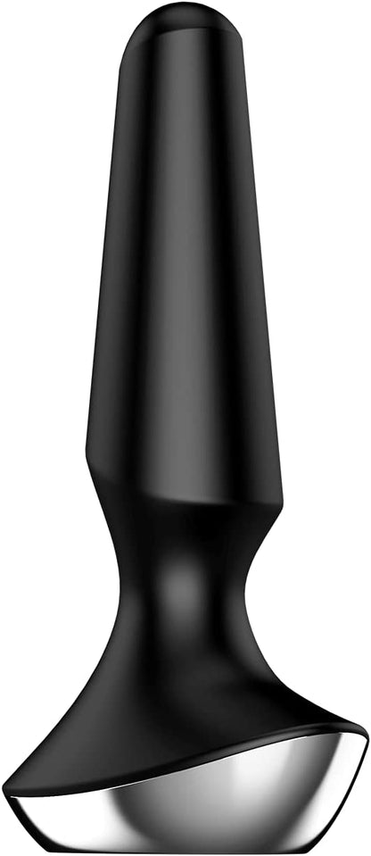 Satisfyer Plug-ilicious 2 Black Anal Plug | With Connect App $89.95AUD Duchess and Daisy Australia. Thanks to its conical shape and rounded tip, the Plug-ilicious 2 hits the P-point precisely, stimulating it with vibrations from 2 motors. The wonderful design is rounded off with a wide base, soft silicone material and app control. Satisfyer Plug-ilicious 2: Vibrating butt plug for men and women Enjoy sensual ecstasy with the Satisfyer Plug-ilicious 2! 