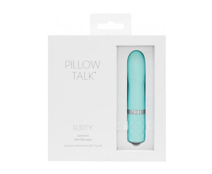SHOP Pillow Talk Flirty Vibrator Womens Massager | Teal $61.95AUD  Delicately contoured and super silky to the touch, the Flirty is beautiful, fun and powerful. Packed with enough strength for even the most experienced hand, the soft, flexible body will have you exploring the heights of pleasure like never before.