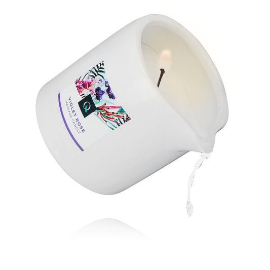 BUY Exotiq Violet Rose Exotiq Massage Oil Candle $49.95AUD Duchess and Daisy Australia Give or take a seductively warm massage with this Exotique massage candle. Light the candle and immerse in the feminine Violet Rose Aroma that ignites the senses. Let the candle burn for 15-20 minutes and carefully pour the melted candle wax into your hands. Use this warm massage oil to give a sensual massage.  Burn time of 34-36 hours, 200g.  Ingredients: Coconut Oil, Almond Oil, Shea, Beeswax, Floral Scents, Linalool.