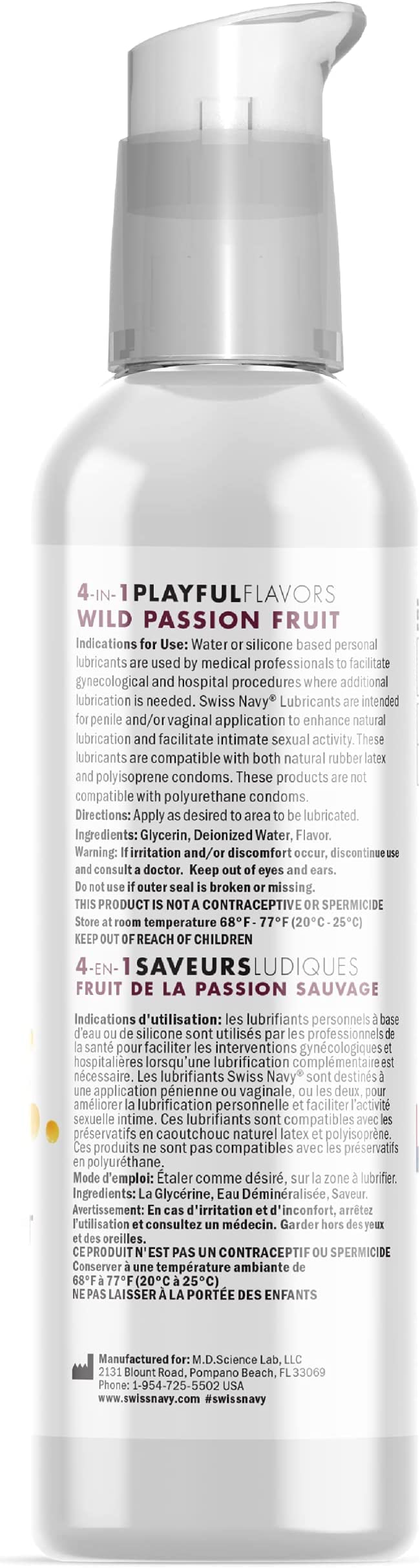 Swiss Navy Lubricant Playful Flavours 4 In 1 Wild Passion Fruit 4oz $24.95AUD Duchess and Daisy. 4-in-1 Playful Flavors promise playful pleasure in all its forms!  Wild Passion Fruit delivers the exotic, sweet flavor and tangy scent of fresh passion fruit to arouse your senses—and your taste buds! Apply liberally to enjoy a flavorful passion fruit experience.
